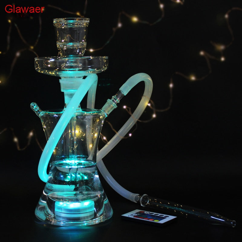 82002b Top new Chinese style Fashion cool Glass hookahs shisha narguile smoking water pipe for gifts complete set with Led Light