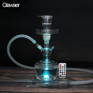 Shisha New Glass hookahs chicha with LED Light white pipe and Nargile Hottest Smoking Hookah Pipe