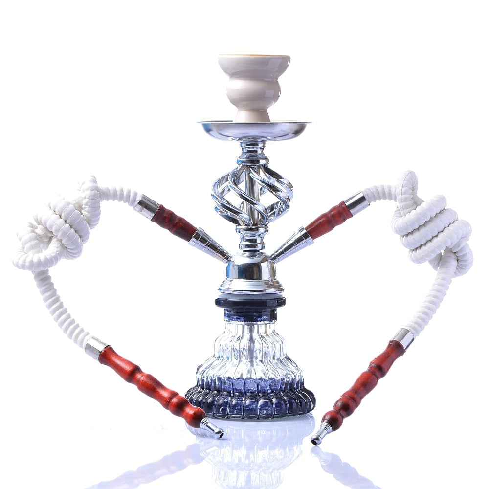 Small Size Hookah Portable Shisha Pipe with Double Hoses Ceramic Tobacco Flavors Bowl Charcoal Tongs Chicha Narguile Accessories