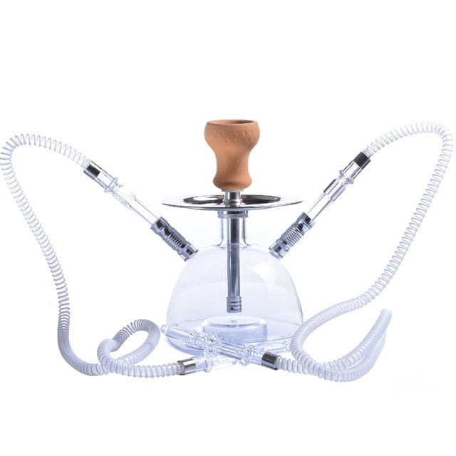 Transparent Acrylic Shisha Pipe Hookah Set with LED Light Ceramic Bowl Plastic Hose Charcoal Tongs Chicha Narguile Accessories