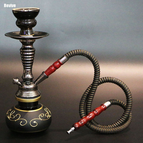 Revive glass narguile hookah set black shisha complete ceramic smoking bowl chicha 28.5cm water pipe hose nargile flower vase C2