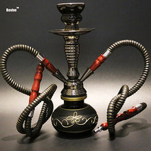 Load image into Gallery viewer, Revive glass narguile hookah set black shisha complete ceramic smoking bowl chicha 28.5cm water pipe hose nargile flower vase C2