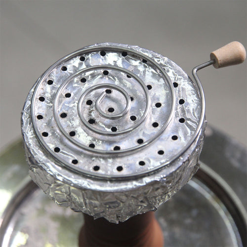 1pc Shisha Accessories Silver Metal Whirlpool Shaped Hookah Shisha Charcoal Holder with Wood Handle